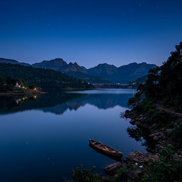 Bhandardara Lake at blue hour