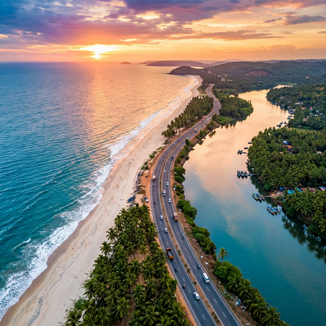Maravanthe Beach coastal highway