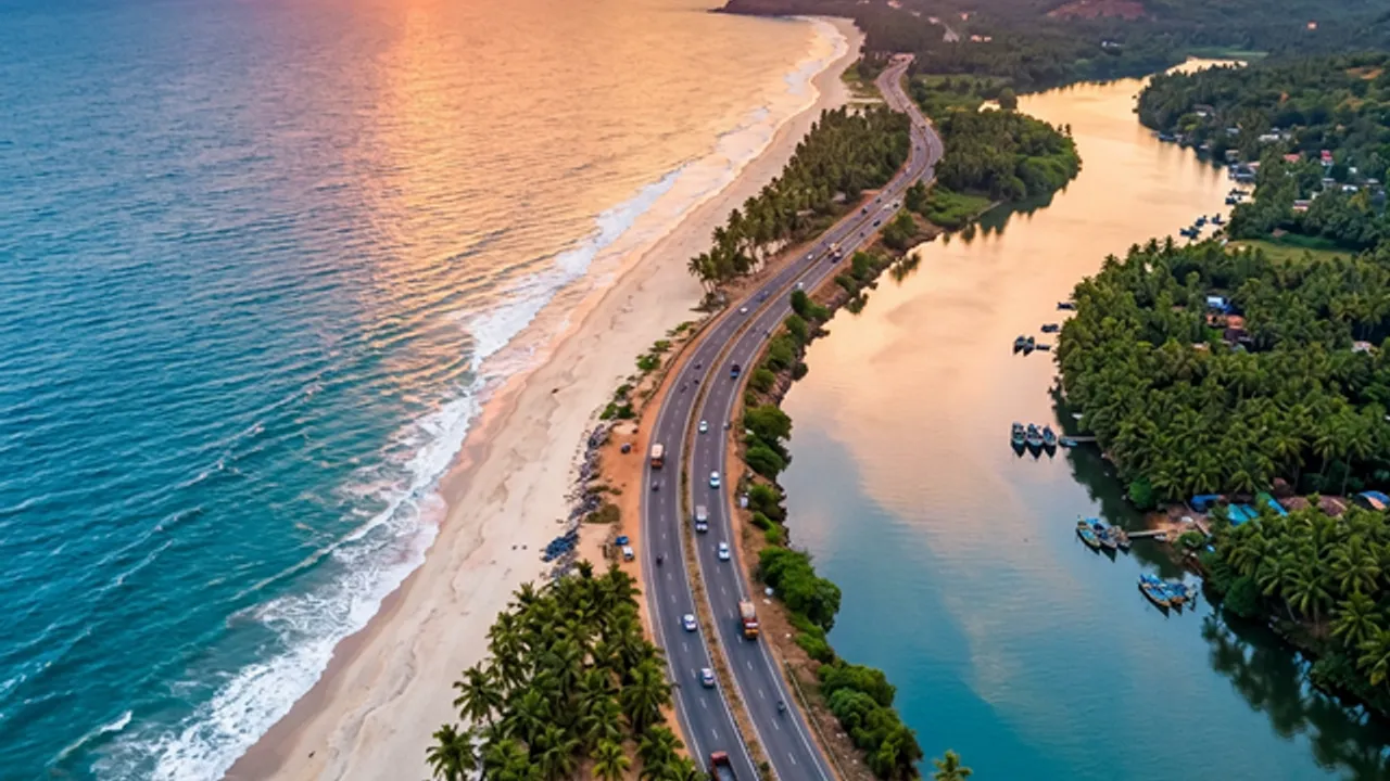 Maravanthe Beach coastal highway