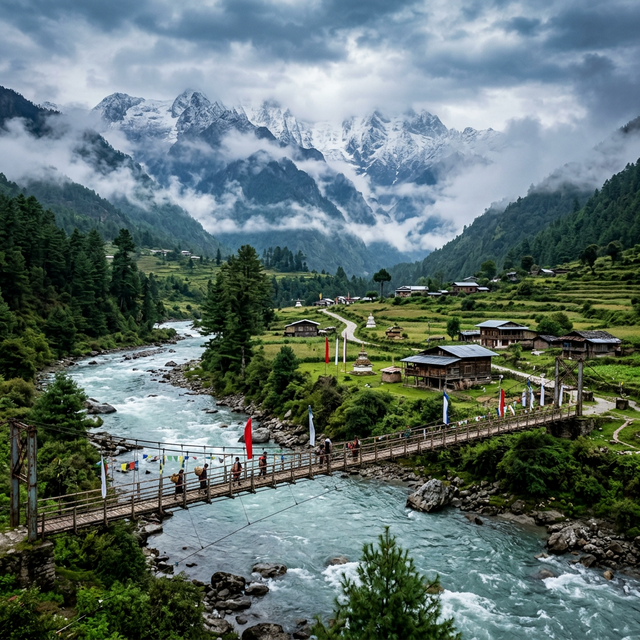 Traditional architecture in Mechuka valley